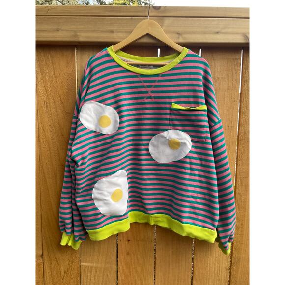 2XL Upcycled Striped Egg Shirt Skater Funky Quirky - Picture 5 of 7